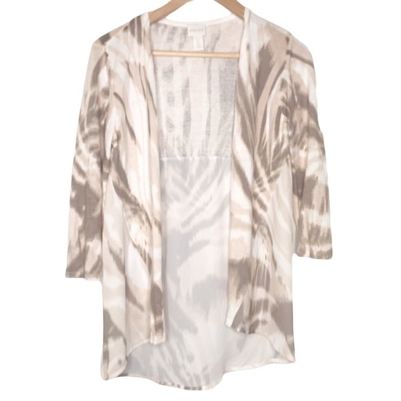 Chico’s 0 open cardigan mixed media sz 4 - Picture 1 of 11